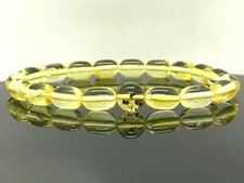 AMBER BRACELET Fossil Insect Inclusion Round Barrel Baltic Beads Unisex 7g 13150