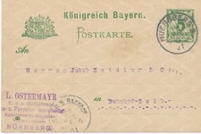 BAYERN ORTSSTEMPEL NUERNBERG 2 (NÜRNBERG) K1 1904 und REGENSBURG 2. K2 auf 5 Pf