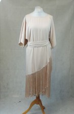 Asos Tassel Fringe Wrap Over Style Dress Nude Size 18 Uk Rrp £85 CR110 AA 14