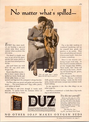 MOTHER KNOWS THE BEST WAY TO WASH IT WITH DUZ OXYGEN SUDS 1928 PRINT AD -A88