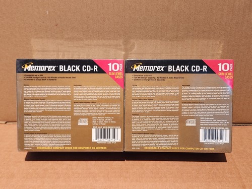 Memorex Black CD-R Recordable Compact Discs 10 Pack - 2 Total - Afbeelding 2 van 4