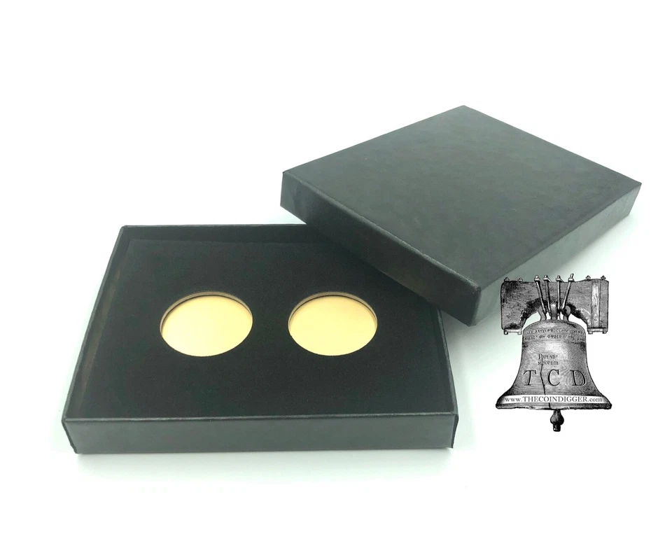 Portamonedas Air-tite Caja Terciopelo Negro Inserto Dorado + Estuche Cápsula Almacenamiento Modelo A Foto 4 de 4