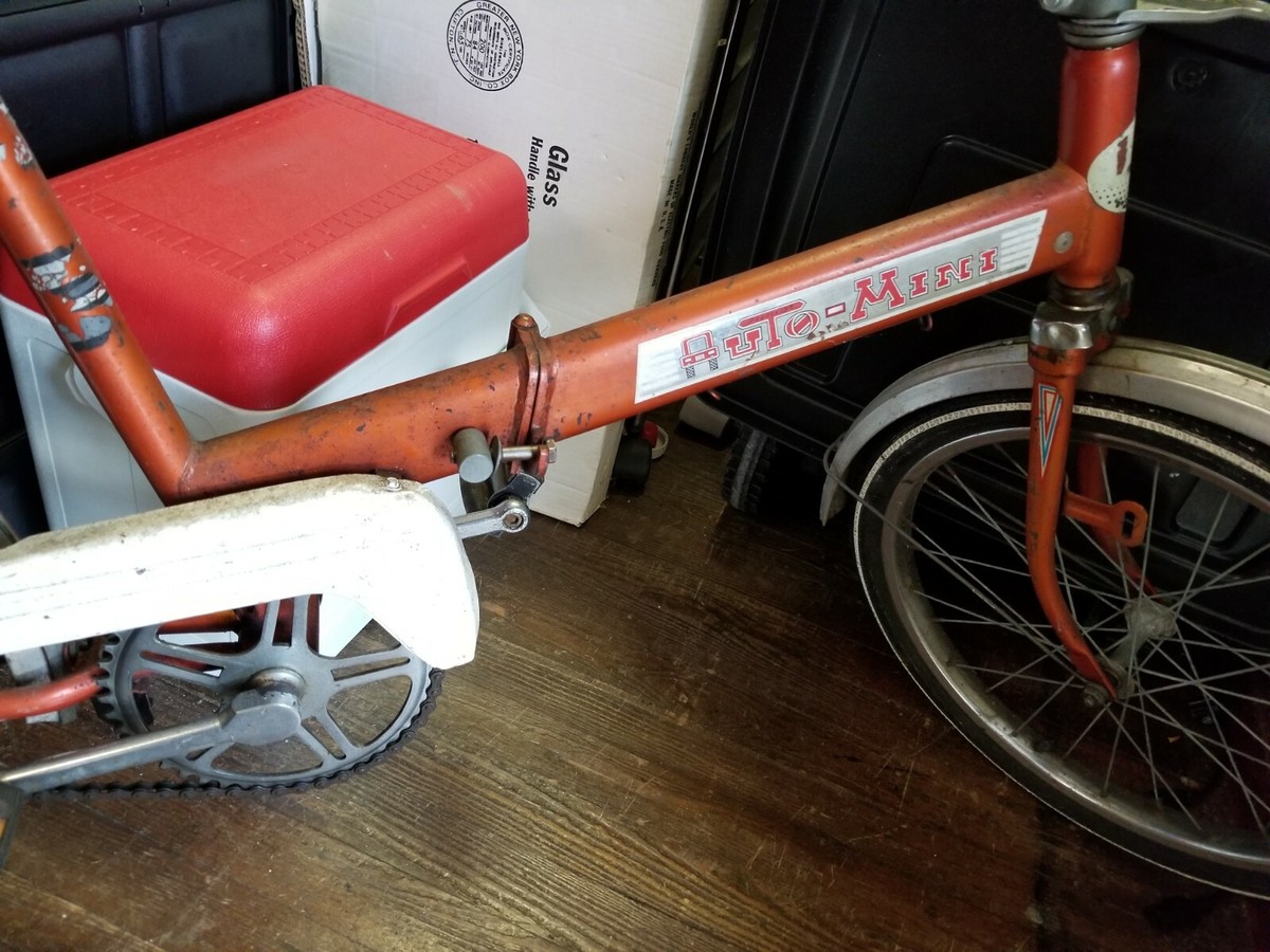 1970s JC Penney Auto-Mini Folding Bicycle Rare w/ Monkey Bars Rear Rack
