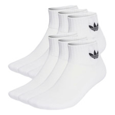 Image of Adidas Mid Ankle Socks 6 Pack Unisex Trefoil Logo Cushioned Multi Colour New