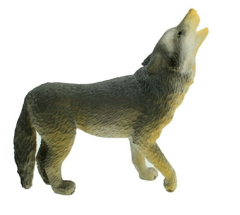 Wolf Gray Realistic Small Toy Model Plastic Replica Forest Animal