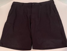 Grand Slam Black Polyester Flat Front Golf Shorts Zipper Pocket - 40
