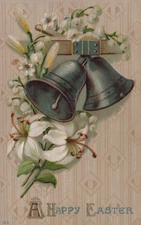 A Happy Easter Bells Lily Greetings Posted Vintage Divided Back Post Card