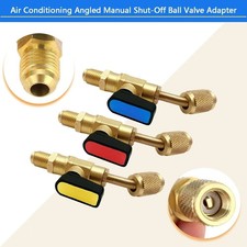 R410A R22 Angled Shut Off Ball Valve 1/4 SAE AC Refrigerant Charging Adapter