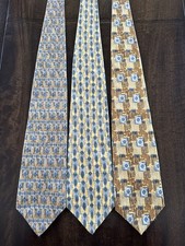 Lot Of 3 Geoffrey Beene Ties Geometric Multicolored 100 Silk