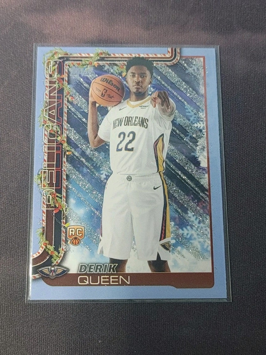 2025-26 DERIK QUEEN TOPPS HOLIDAY RC LIGHT BLUE & WHITE GLITTER PARALLEL H173