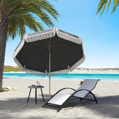1,7 m Strandschirm, höhenverstellbarer tragbarer Sonnenschirm, grau