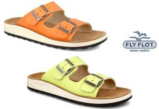 Fly Flot Shoes Italy Slip On Slide Leather Sandal  FlyFlot 77G64 FC Orange Green