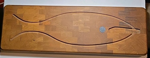 MCM XL Cutting Board by Luthje Wood Denmark Fish-Shaped End Grain Danish cooking