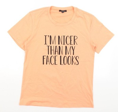 Luck Last Damen rosa Basic T-Shirt Größe M - schöner als mein Gesicht Look