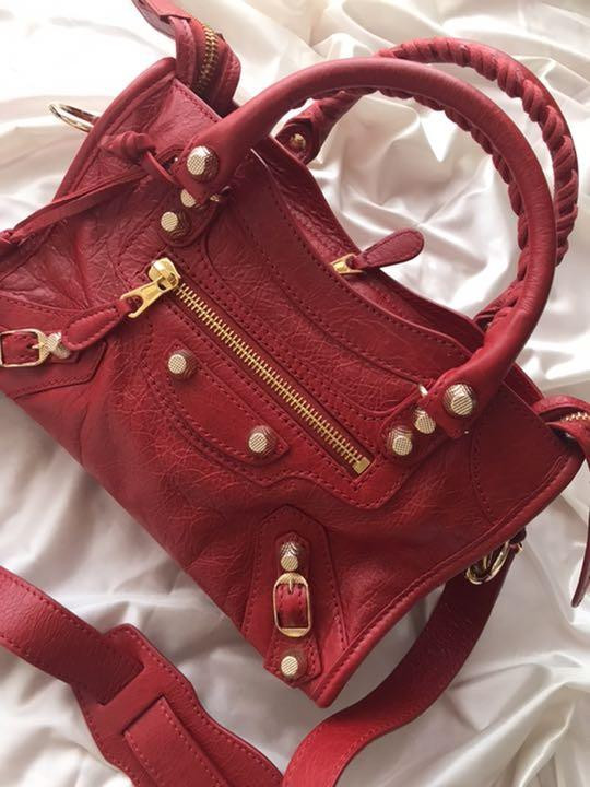 Balenciaga Mini City Bag Red Leather Authentic with Purchase