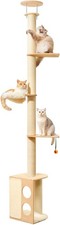 MEWOOFUN Floor-to-Ceiling Cat Tree - 108 Inch Tall Wooden Tower For Large Cats,