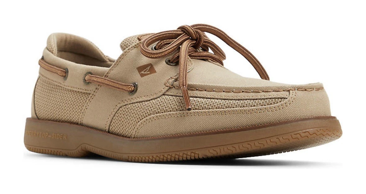 Sperry Men's Surveyor 2-Eye Taupe/Taupe Boat Shoes Memory Foam (16992361)