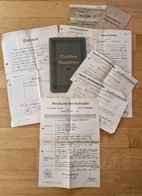 Altes Familienstammbuch Familie Baschin (Fleischer) Eggersdorf Berlin