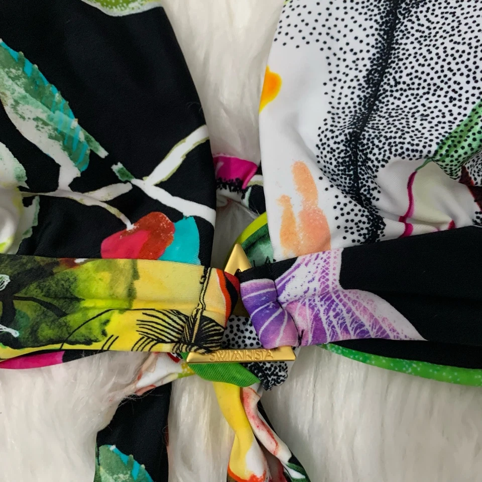 Nuevo con etiquetas Bikini Christian Lacroix x Swiminista estampado de frutas tropicales tiras espalda Foto 3 de 4