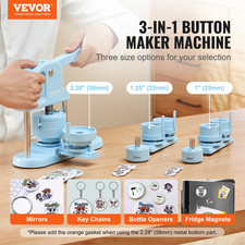 3-IN-1 Button Maker, 1/1.25/2.28 inch 25/32/58mm Pin Maker, Blue