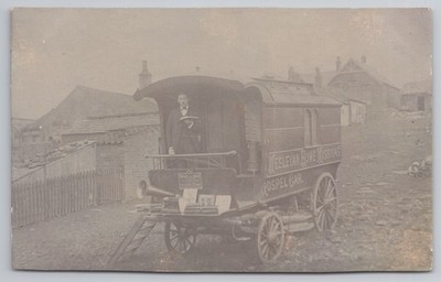 RPPC Wesleyan Home Missions Gospel Car Pferdekutsche 1910er