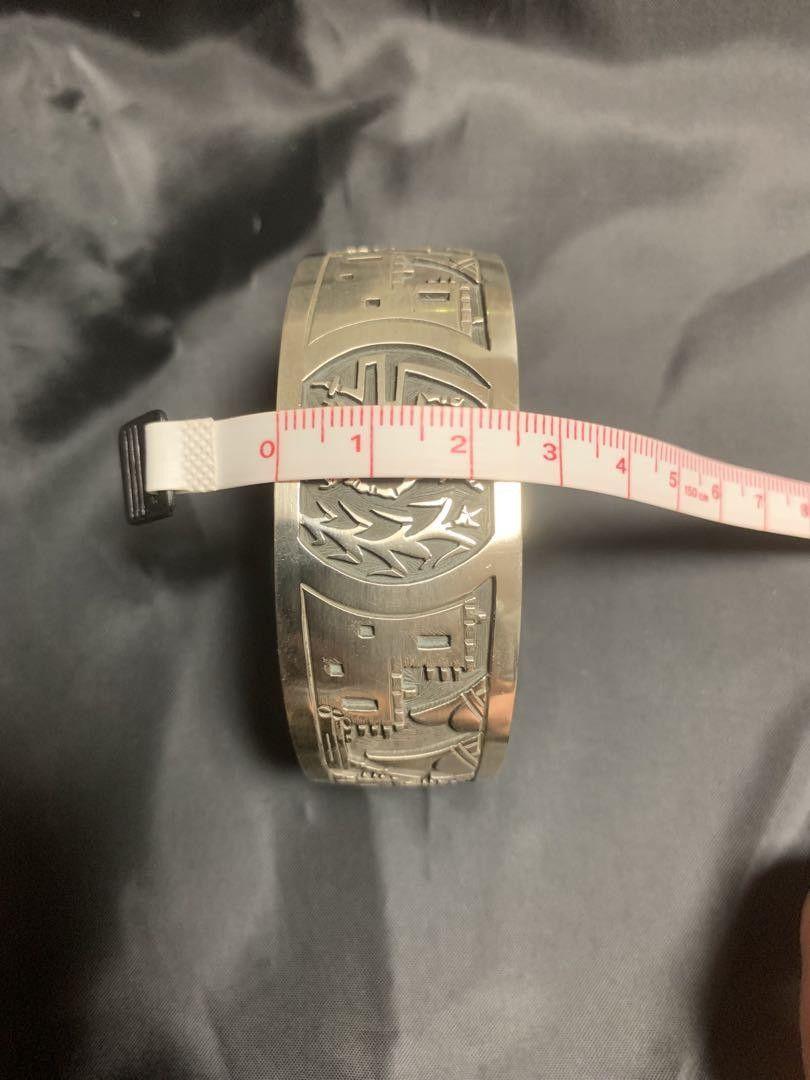 Hopi Eddison Wadsworth Overlay Silver Bangle Indian Jewelry Japan