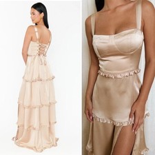 NEW Show Me Your Mumu Lady Corset Floral Dress in Champagne Luxe Satin Size XS