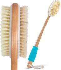 Vive Back Scrubber for Shower   Long Handle Dry Brushing Body Brush Dark Wood