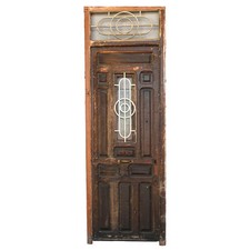 Porte d'entrée ancienne en pitchpin époque 1900