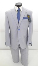 Caravelli Men's Original Blue  White Slim Fit Seersucker 2B Suit 119.99