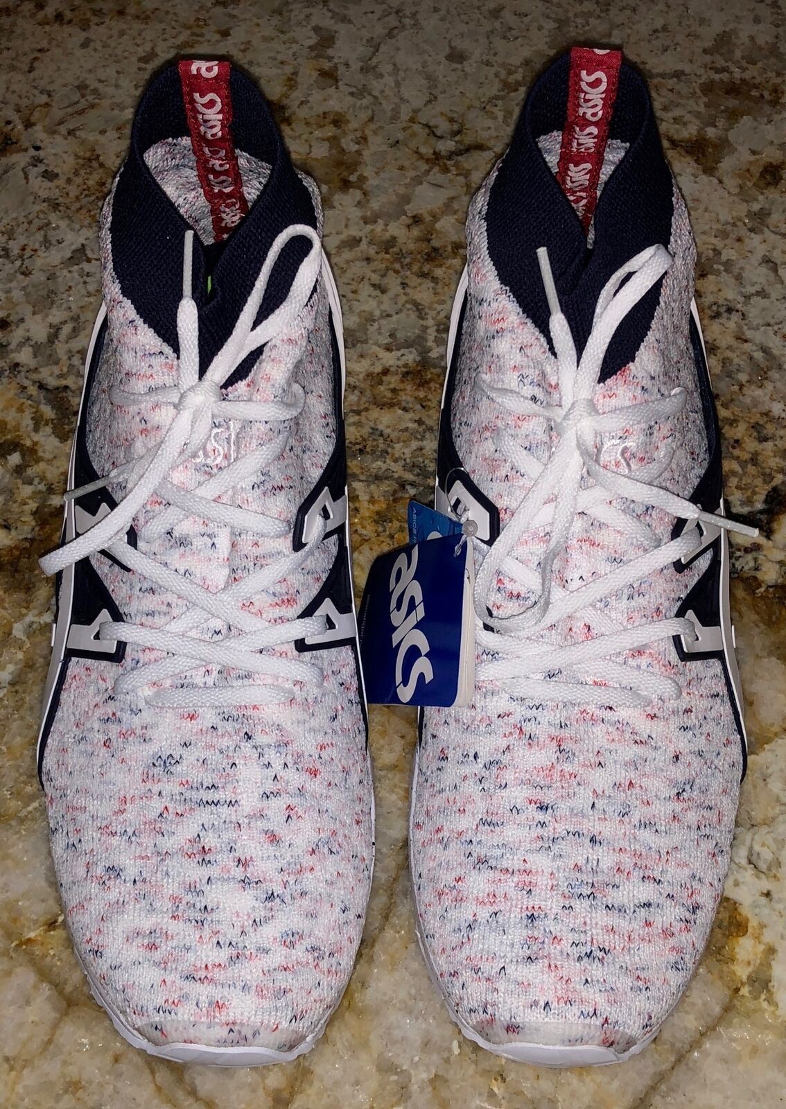 ASICS Gel Kayano Trainer Knit White Navy Blue Red Shoes Sneakers NEW Mens Sz 9 thumbnail 4