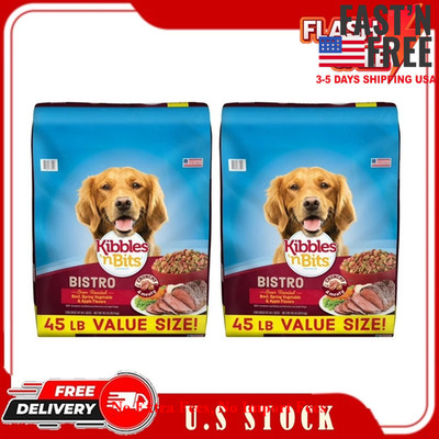 2 Bags Kibbles 'n Bits Bistro Roasted Beef, Vegetable & Apple Dry Dog Food, 45lb