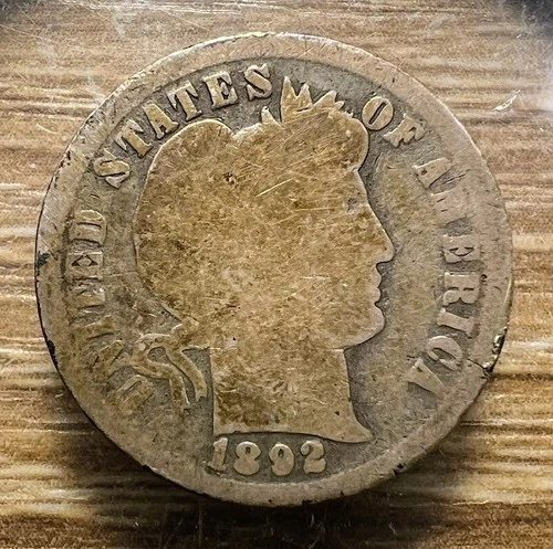 1892-P Barber Dime - Actual Coin Shown - Free Shipping & Tracking INV#129
