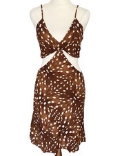 Dazie Dress Size 10 Brown A-Line Midriff Cutout Accent Adjustable Straps