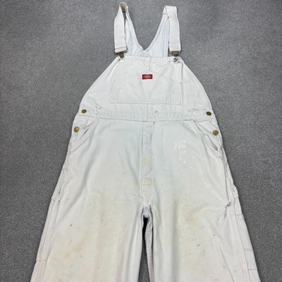 Dickies Latzhose Erwachsene 36x32 weiß Latzhose Workwear Canvas Zimmermann Herren*
