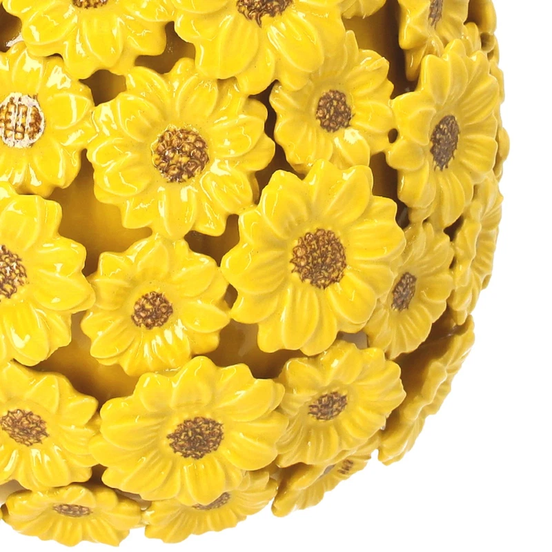 Vaso Margherite Giallo in Ceramica Decorativo con Fiori in Rilievo Fioriera 28, fotografia 8 di 9