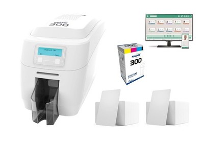 Plastik Ausweisdrucker Magicard 300 Komplettsystem INC Software, Karten, Farbband