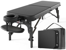 84" Professional Massage Table Portable Reinforced Wooden Leg Black-brown Edge