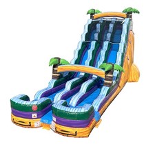 Commercial Inflatable Double Water Slide 24ft Tropical Yellow Slide OPEN BOX