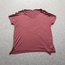 Moral Fiber Maroon V-Neck Tops Women's Size Medium