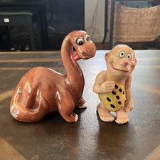 2 Kreiss Psycho Ceramics Dinosaur + Caveman, minor flaws see description
