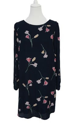 #7   Dunkelblaues Kleid mit Blumenmuster Plisseeärmeln Gr.38M von Vero Moda  