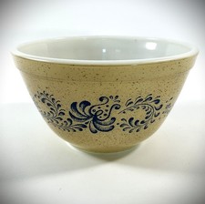 Vintage PYREX "Homestead" #401 Blue/Tan Speckled Mixing Nesting Bowl 750ML VGUC