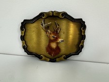 Vintage Enameled Brass Raintree " Stag/Deer Head " Belt Buckle 1977-1978