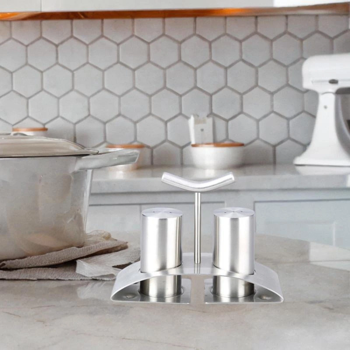 Contenitore Per Spezie In Acciaio Inox Masala Dabba | 9 Vasetti + 2 Cucchiai | Grande | Design Indiano | Argento - 4