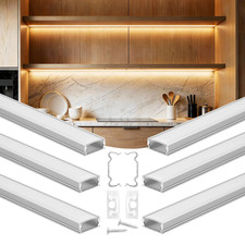 VEVOR 6-Pack 3.3 ft/1M U Shape LED Aluminum Channel, with Milky Cover, End Caps