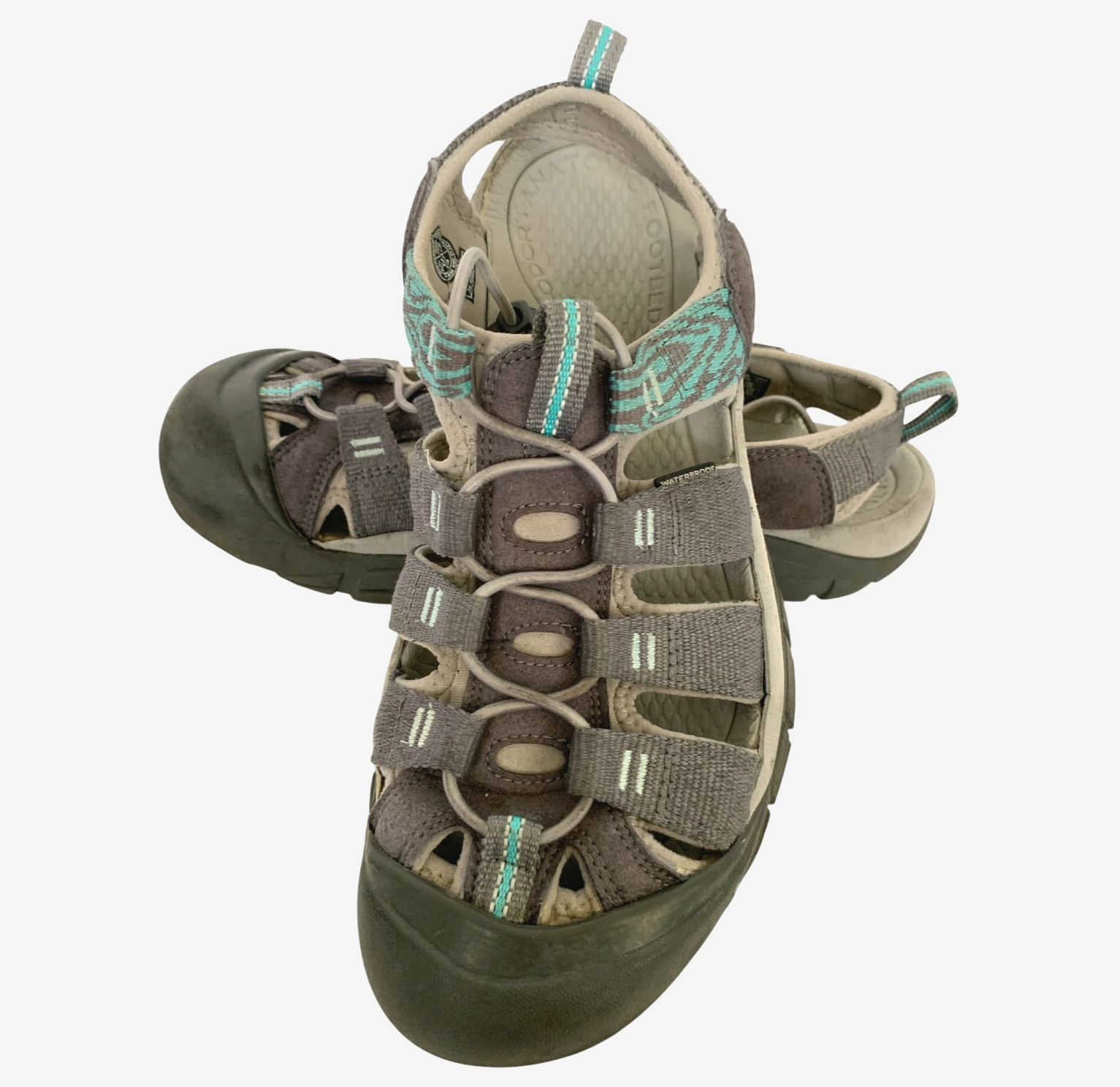 Sandali Keen adulto taglia US 10 plantare anatomico antiodore grigio lacci cinch