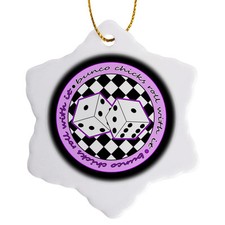 3dRose, Bunco Chicks Roll With It Purple and Black, Ornament