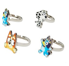 Kids Jewelry: 4-Piece Adjustable Rings for Girls, Ring Sets with metal charm