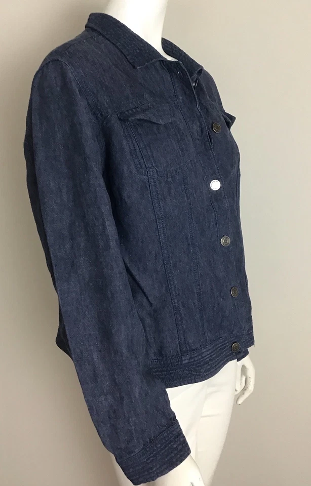Chaqueta para mujer Kate Hill talla 12 P azul informal de lino look vaquero Foto 2 de 4